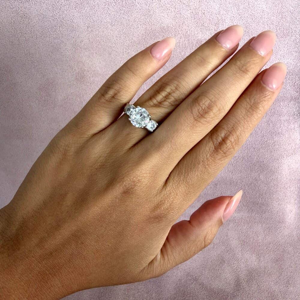 sterling silver past present future cz engagement ring size 6.75 - Picture 2 of 5
